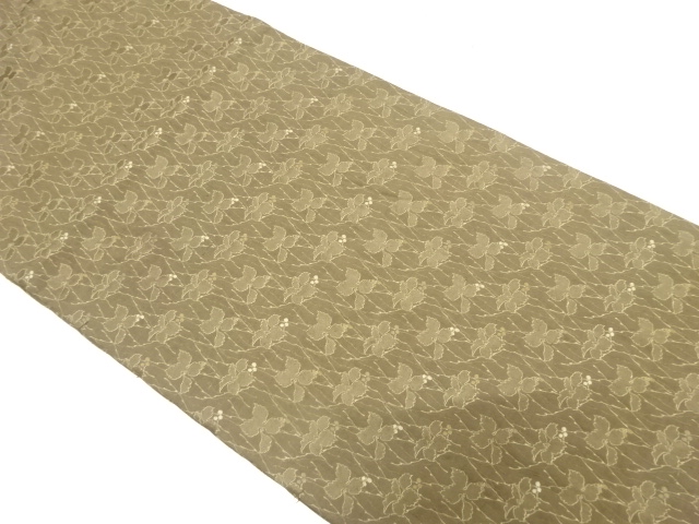 JAPANESE KIMONO / ANTIQUE MARU OBI / SILK / WOVEN IVY FRUITS